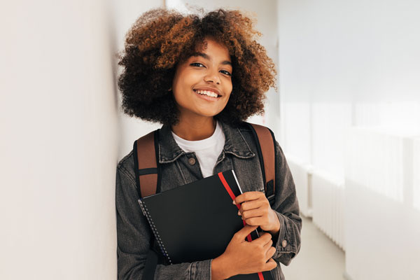 College student smiling